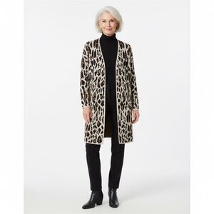Doe & Rae Leopard Print Cardigan - Black and Cream